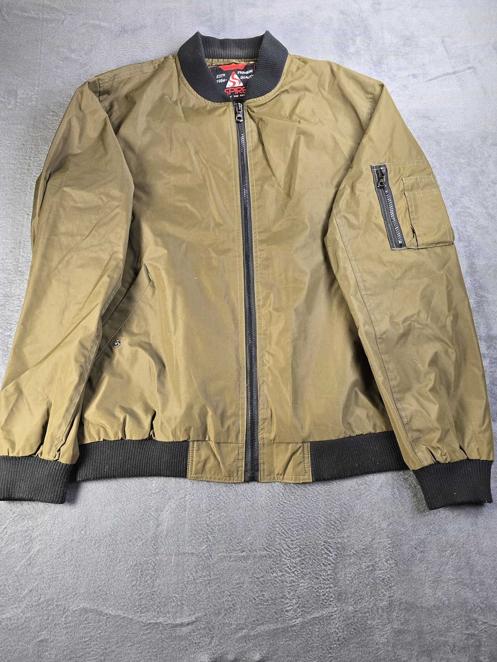 Spire Outerwear Men’s Water Resistant MA-1 Bomber Jacket Olive Green Size L
